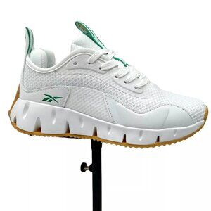 Reebok Zig Dynamica Youth Boy's Sneakers Size 2Y‎ White/Brown Toe & Heel Bumpers